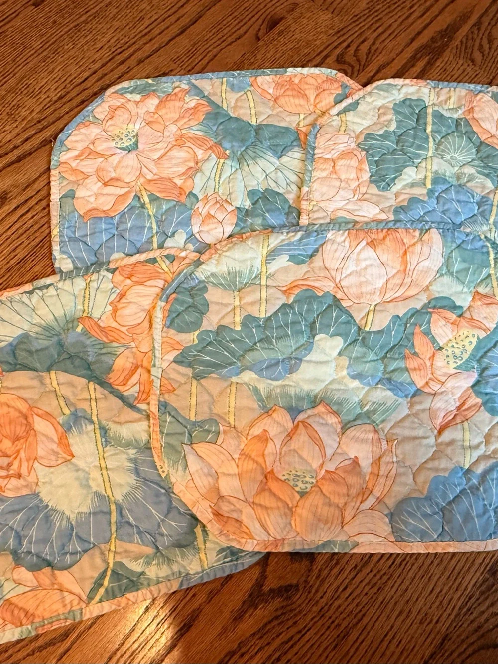 Vintage Floral Quilted Placemats- Set of 4
